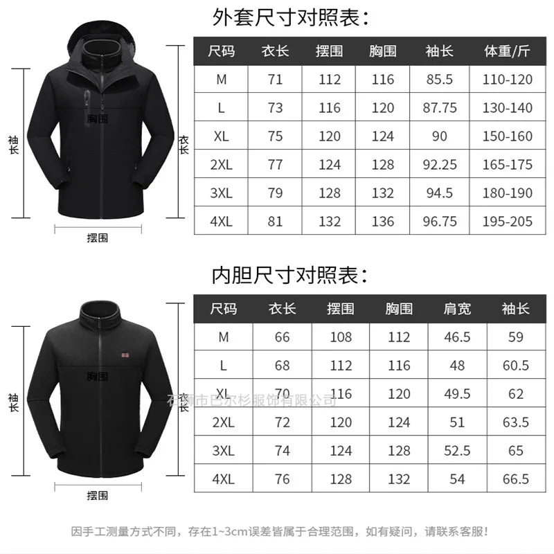 Heated Jacket with 15 Heating Zones - Unisex USB-Powered Winter Coat